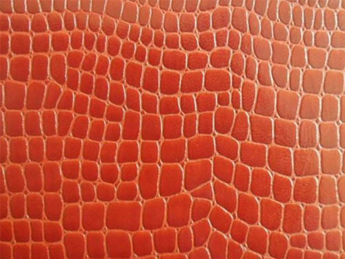 Red lizard grain leather